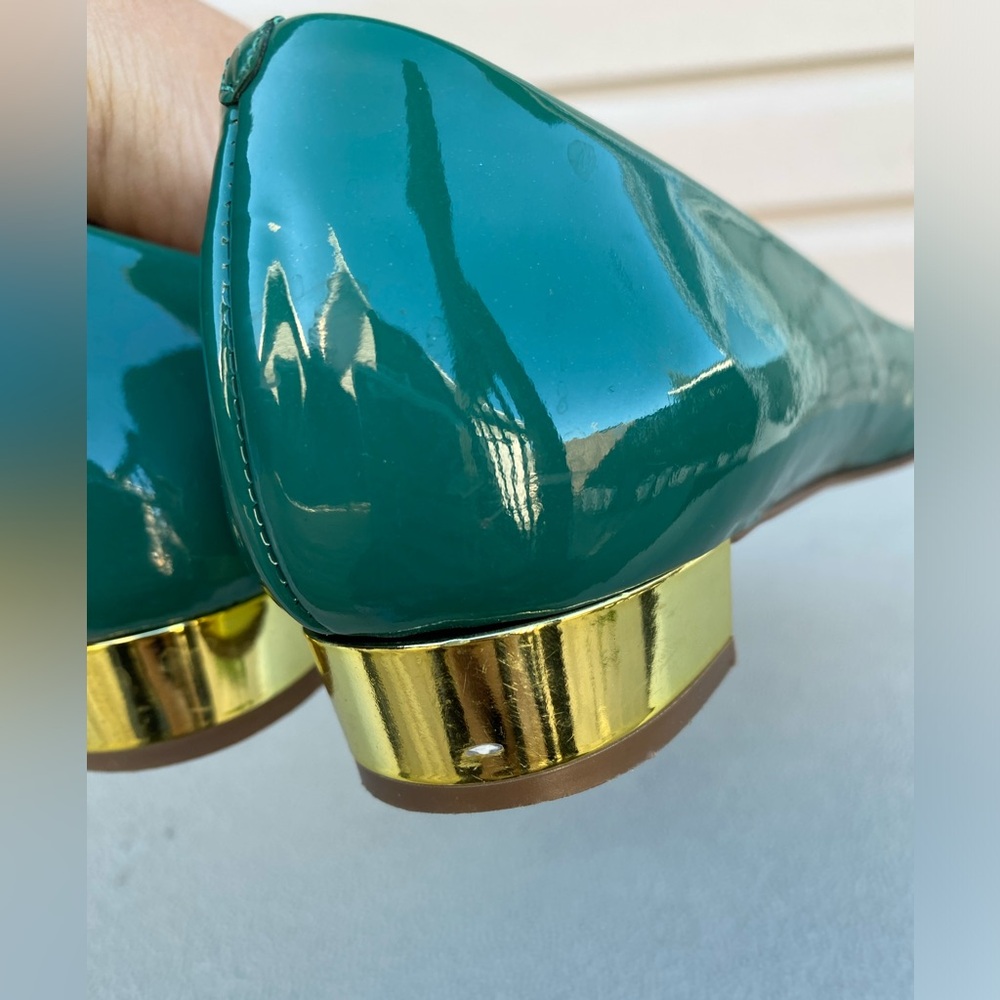 JCrew Green Flats with Gold Heel Women’s 7 - Picture 9 of 12